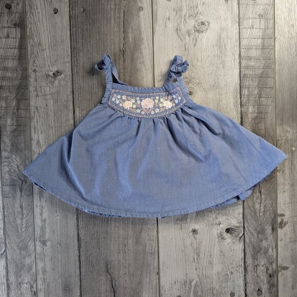 Chelsea's Corner, Lightweight Denim Linen, Embroiderd Summer Dress, Sz 3 - 6M - Picture 1 of 7